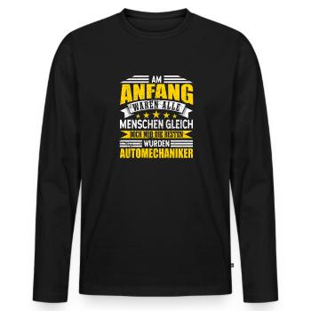 Automechaniker Alle Menschen gleich - Männer Premium Bio Langarmshirt - Schwarz - Vorne - Nico (187cm)