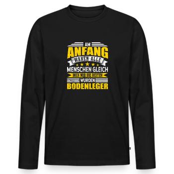 Bodenleger Alle Menschen gleich - Männer Premium Bio Langarmshirt - Schwarz - Vorne - Nico (187cm)