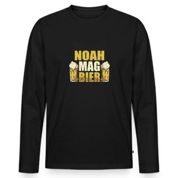 Noah mag Bier Name Geburtstag - Männer Premium Bio Langarmshirt - Schwarz - Vorne - Nico (187cm)
