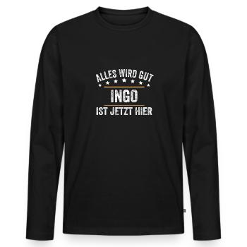 Ingo Vorname Name Geburtstag - Männer Premium Bio Langarmshirt - Schwarz - Vorne - Nico (187cm)