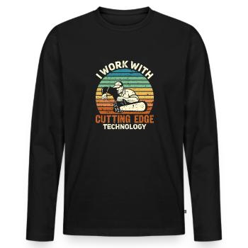 Grimpeur Arboriculteur Bûcheron Arboriculteur - T-shirt manches longues Premium bio Homme - noir - Devant - Nico (187cm)