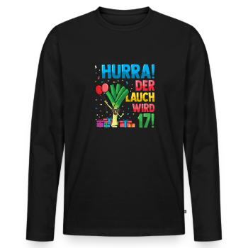 Hurra der Lauch wird 17 - Männer Premium Bio Langarmshirt - Schwarz - Vorne - Nico (187cm)