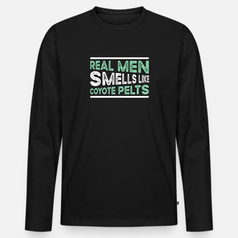 Coyote Jäger - Männer Premium Bio Langarmshirt - Schwarz