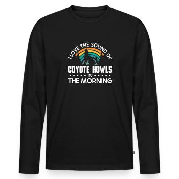 Coyote Jäger - Männer Premium Bio Langarmshirt - Schwarz - Vorne - Nico (187cm)