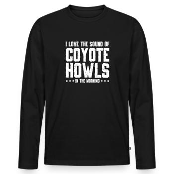 Coyote Jäger - Männer Premium Bio Langarmshirt - Schwarz - Vorne - Nico (187cm)
