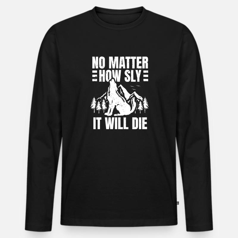 Coyote Jäger - Männer Premium Bio Langarmshirt - Schwarz