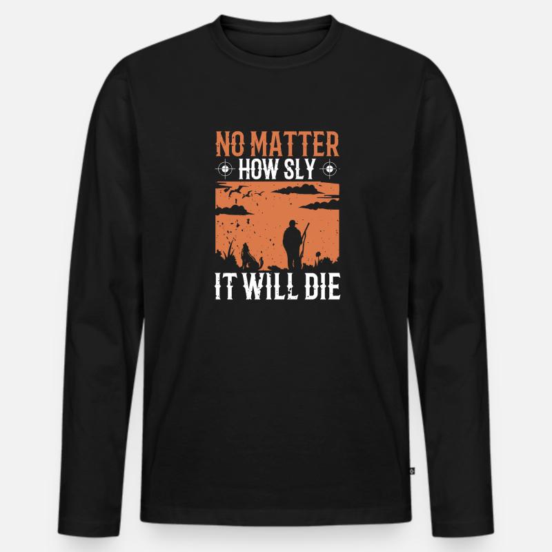Coyote Jäger - Männer Premium Bio Langarmshirt - Schwarz