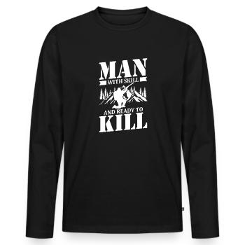 Coyote Jäger - Männer Premium Bio Langarmshirt - Schwarz - Vorne - Nico (187cm)