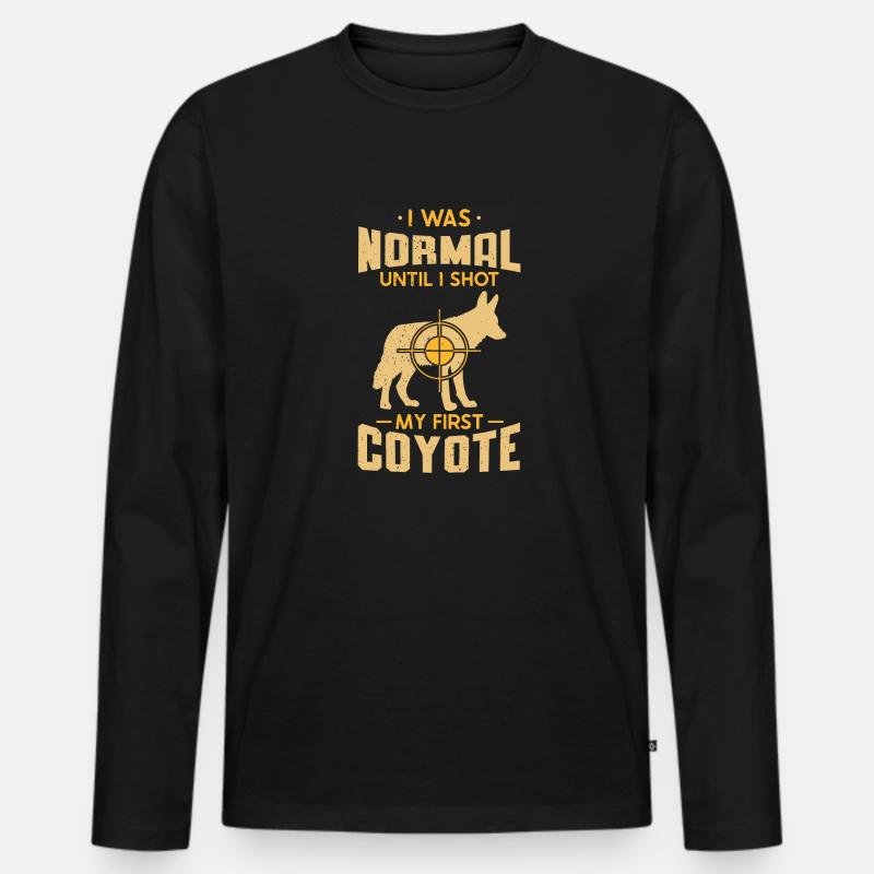 Coyote Jäger - Männer Premium Bio Langarmshirt - Schwarz