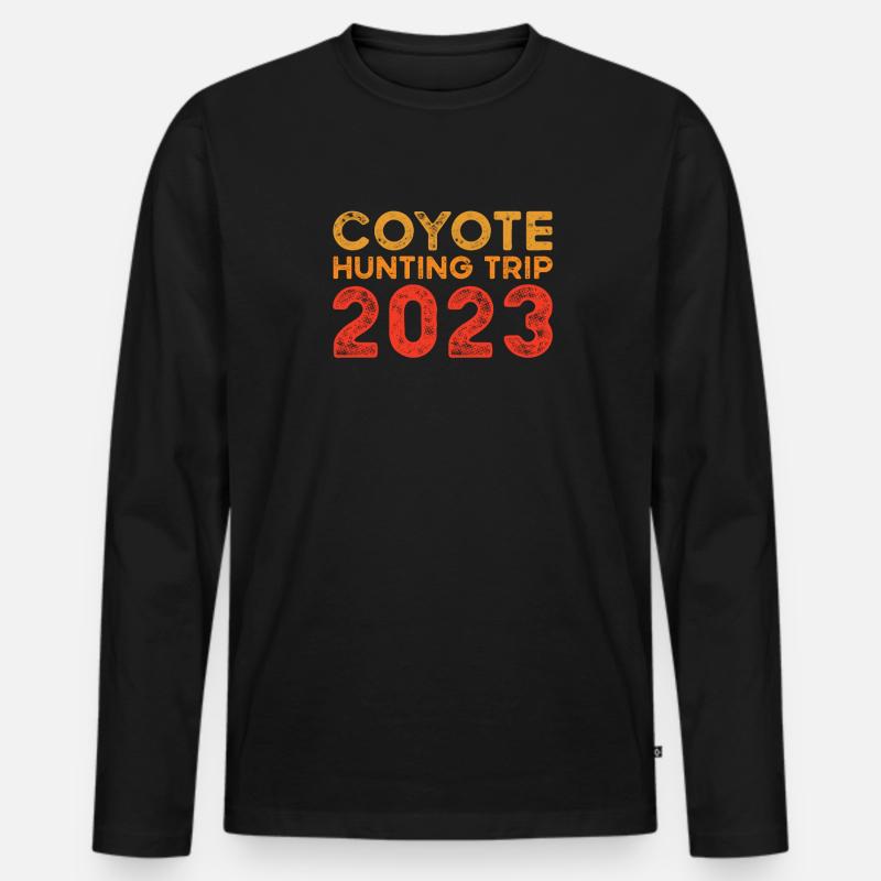 Coyote Jäger - Männer Premium Bio Langarmshirt - Schwarz