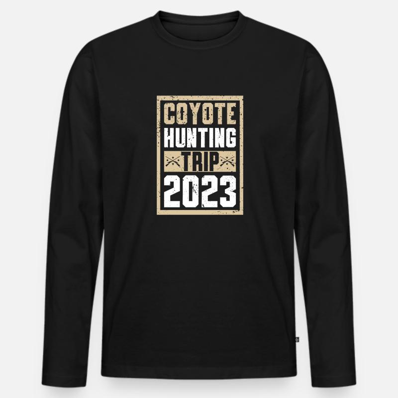 Coyote Jäger - Männer Premium Bio Langarmshirt - Schwarz