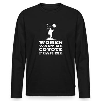 Coyote Jäger - Männer Premium Bio Langarmshirt - Schwarz - Vorne - Nico (187cm)