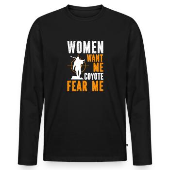 Coyote Jäger - Männer Premium Bio Langarmshirt - Schwarz - Vorne - Nico (187cm)