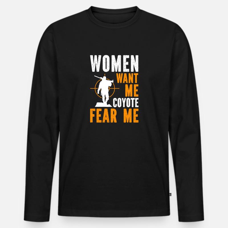 Coyote Jäger - Männer Premium Bio Langarmshirt - Schwarz