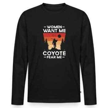 Coyote Jäger - Männer Premium Bio Langarmshirt - Schwarz - Vorne - Nico (187cm)