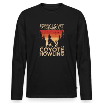 Coyote Jäger - Männer Premium Bio Langarmshirt - Schwarz - Vorne - Nico (187cm)