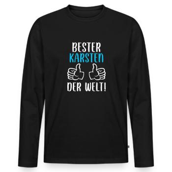 Karsten Vorname Name Geburtstag - Männer Premium Bio Langarmshirt - Schwarz - Vorne - Nico (187cm)