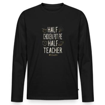 Moitié poulet Pot Pie Moitié Professeur drôle - T-shirt manches longues Premium bio Homme - noir - Devant - Nico (187cm)