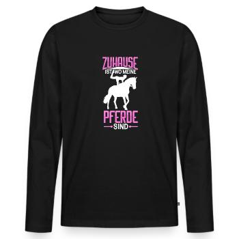 Voltigieren - Männer Premium Bio Langarmshirt - Schwarz - Vorne - Nico (187cm)