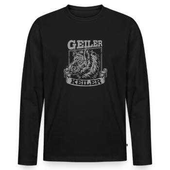 Geiler Keiler | Lustiges Wildschwein Jagd - Männer Premium Bio Langarmshirt - Schwarz - Vorne - Nico (187cm)