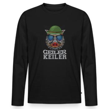 Geiler Keiler | Lustiges Wildschwein Jagd - Männer Premium Bio Langarmshirt - Schwarz - Vorne - Nico (187cm)