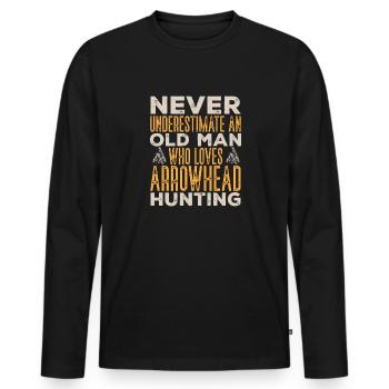 Arrowhead Hunting Arrowhead Collector - Men's Premium Organic Long Sleeve Shirt - black - Front - Nico (187cm)