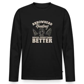 Arrowhead Hunting Arrowhead Collector - Men's Premium Organic Long Sleeve Shirt - black - Front - Nico (187cm)