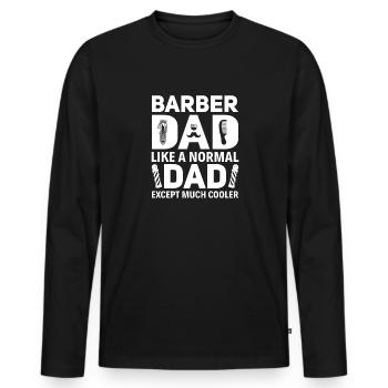 Salon de coiffure Coiffeur Coiffeur Barbier - T-shirt manches longues Premium bio Homme - noir - Devant - Nico (187cm)
