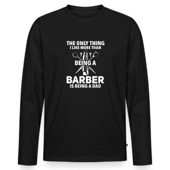 Salon de coiffure Coiffeur Coiffeur Barbier - T-shirt manches longues Premium bio Homme - noir - Devant - Nico (187cm)