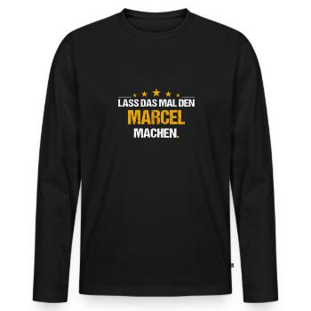 Lass das mal den Marcel machen Name - Männer Premium Bio Langarmshirt - Schwarz - Vorne - Nico (187cm)