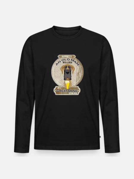 Great Dane Dad Beer Lover - Men's Premium Organic Long Sleeve Shirt - black
