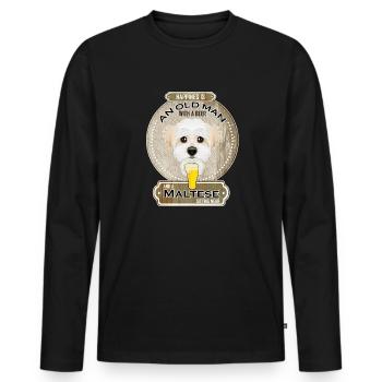Maltese Dad Beer Lover - Männer Premium Bio Langarmshirt - Schwarz - Vorne - Nico (187cm)