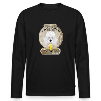Poodle Dad Beer Lover - Men's Premium Organic Long Sleeve Shirt - black - Front - Nico (187cm)