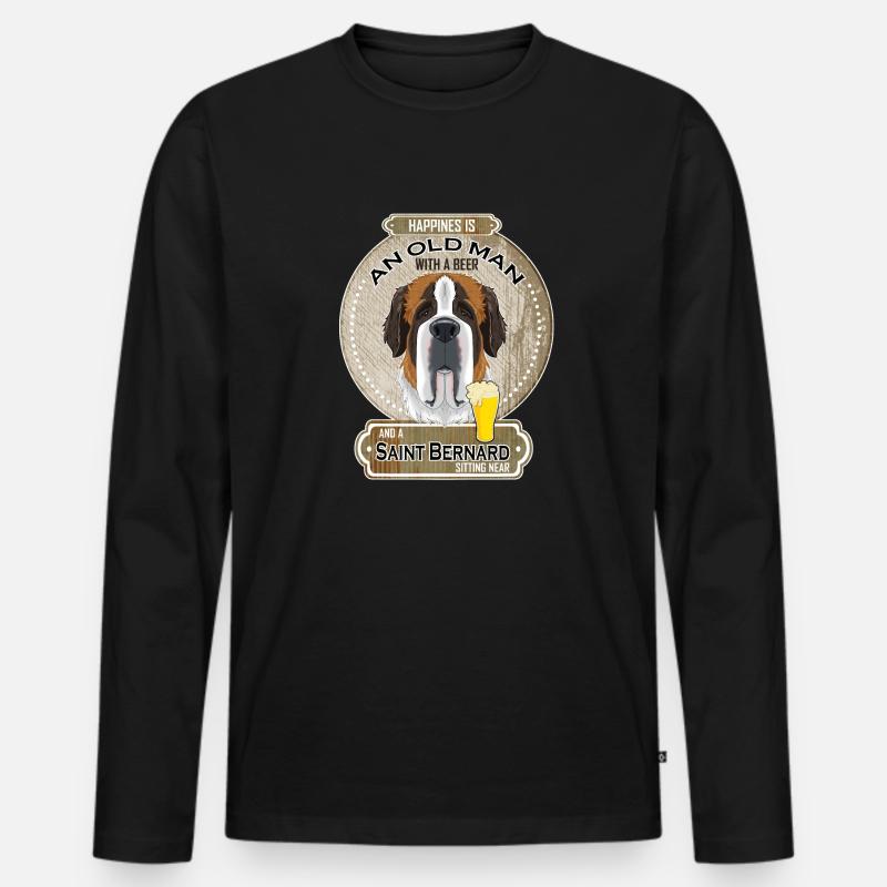 Saint Bernard Dad Beer Lover - Männer Premium Bio Langarmshirt - Schwarz
