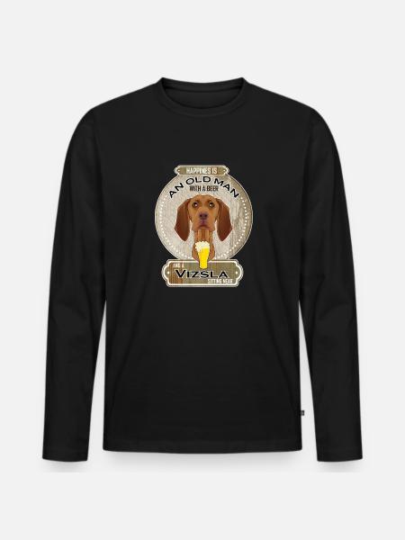 Vizsla Dad Beer Lover - Men's Premium Organic Long Sleeve Shirt - black