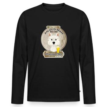 West Highland Terrier Papa Amateur de bière - T-shirt manches longues Premium bio Homme - noir - Devant - Nico (187cm)