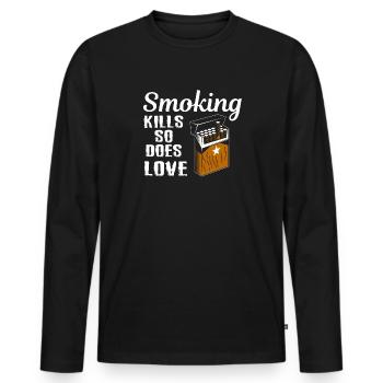 Fumer se tue et aime aussi le doux - T-shirt manches longues Premium bio Homme - noir - Devant - Nico (187cm)