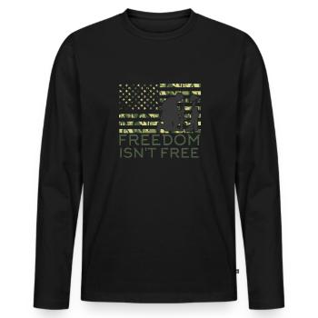 La liberté n’est pas un soldat vétéran de l’Armée libre - T-shirt manches longues Premium bio Homme - noir - Devant - Nico (187cm)