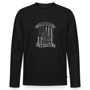 La liberté n’est pas un soldat vétéran de l’Armée libre - T-shirt manches longues Premium bio Homme - noir - Devant - Nico (187cm)