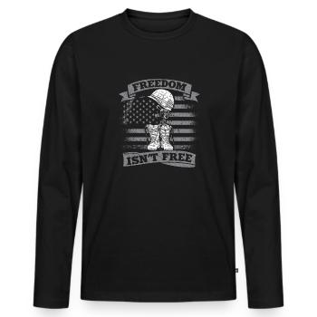 La liberté n’est pas un soldat vétéran de l’Armée libre - T-shirt manches longues Premium bio Homme - noir - Devant - Nico (187cm)