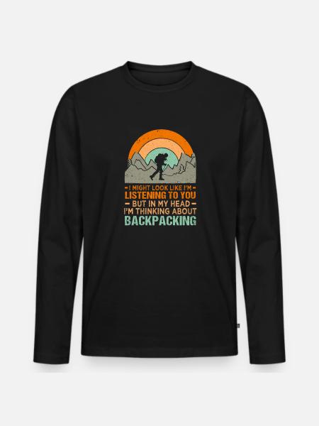 Outdoor Camping Hiking Backpacking - Men's Premium Organic Long Sleeve Shirt - black