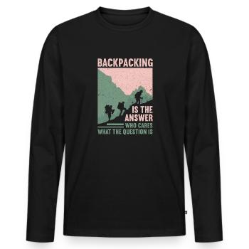 Outdoor Camping Wandern Backpacking - Männer Premium Bio Langarmshirt - Schwarz - Vorne - Nico (187cm)