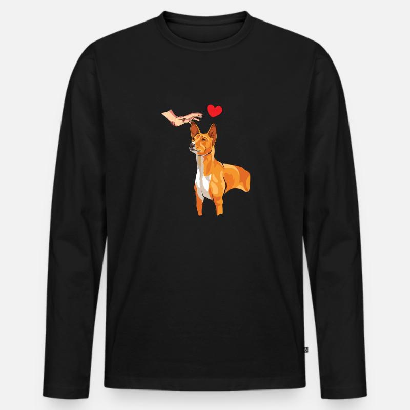 Basenji Hund Geschenk - Männer Premium Bio Langarmshirt - Schwarz