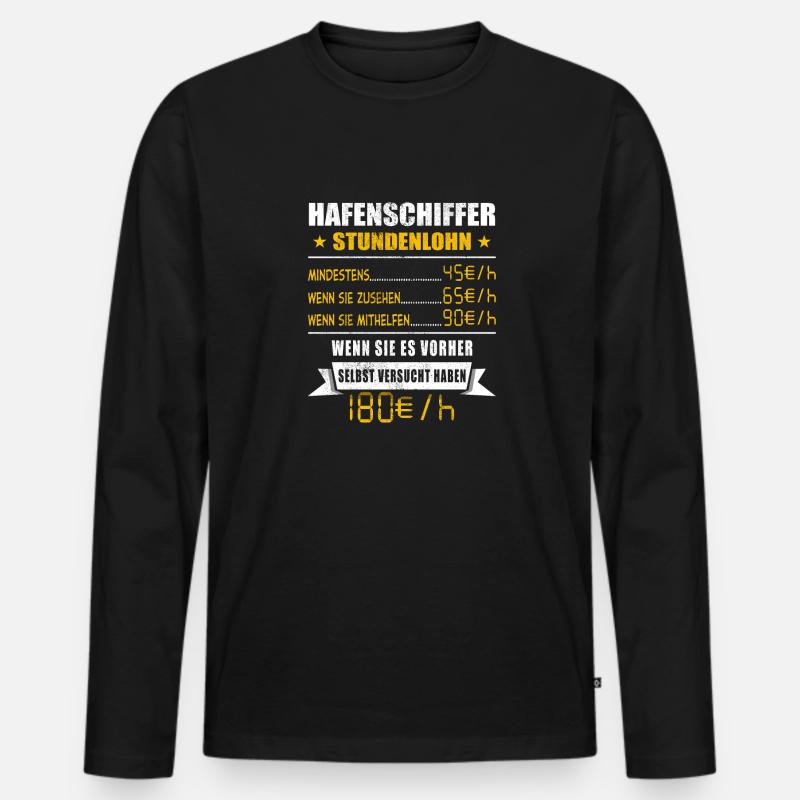 Hafenschiffer - Männer Premium Bio Langarmshirt - Schwarz