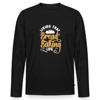 Bread Baking Baker Bakery Sourdough - Men's Premium Organic Long Sleeve Shirt - black - Front - Nico (187cm)