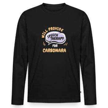 Fournir une orthophonie pour Carbonara Funny - T-shirt manches longues Premium bio Homme - noir - Devant - Nico (187cm)