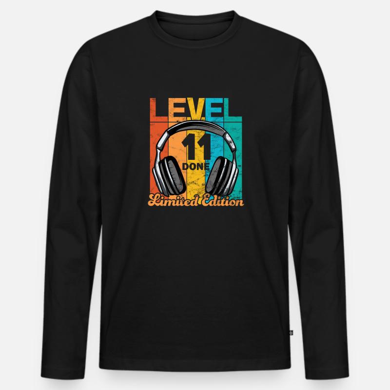Gaming Geburtstag 11 Jahre Level 11 Complete - Männer Premium Bio Langarmshirt - Schwarz