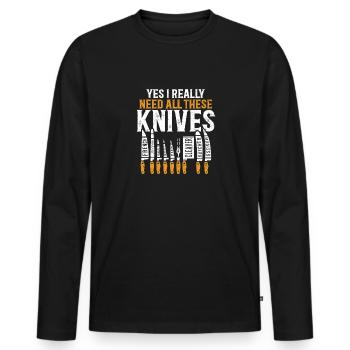 Butcher Butcher Butcher Butcher’s Gift - T-shirt manches longues Premium bio Homme - noir - Devant - Nico (187cm)