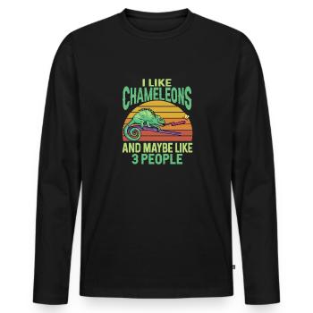 Herpétologiste des reptiles lézards caméléons - T-shirt manches longues Premium bio Homme - noir - Devant - Nico (187cm)