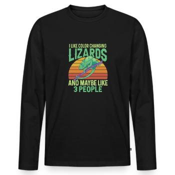 Herpétologiste des reptiles lézards caméléons - T-shirt manches longues Premium bio Homme - noir - Devant - Nico (187cm)